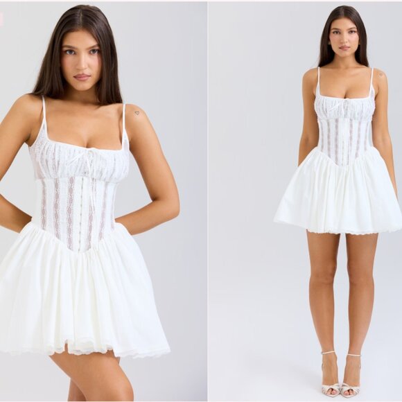 House of CB Dresses & Skirts - House of CB ‘ROSARIA’ White Cotton Corset Mini Dress NWOT